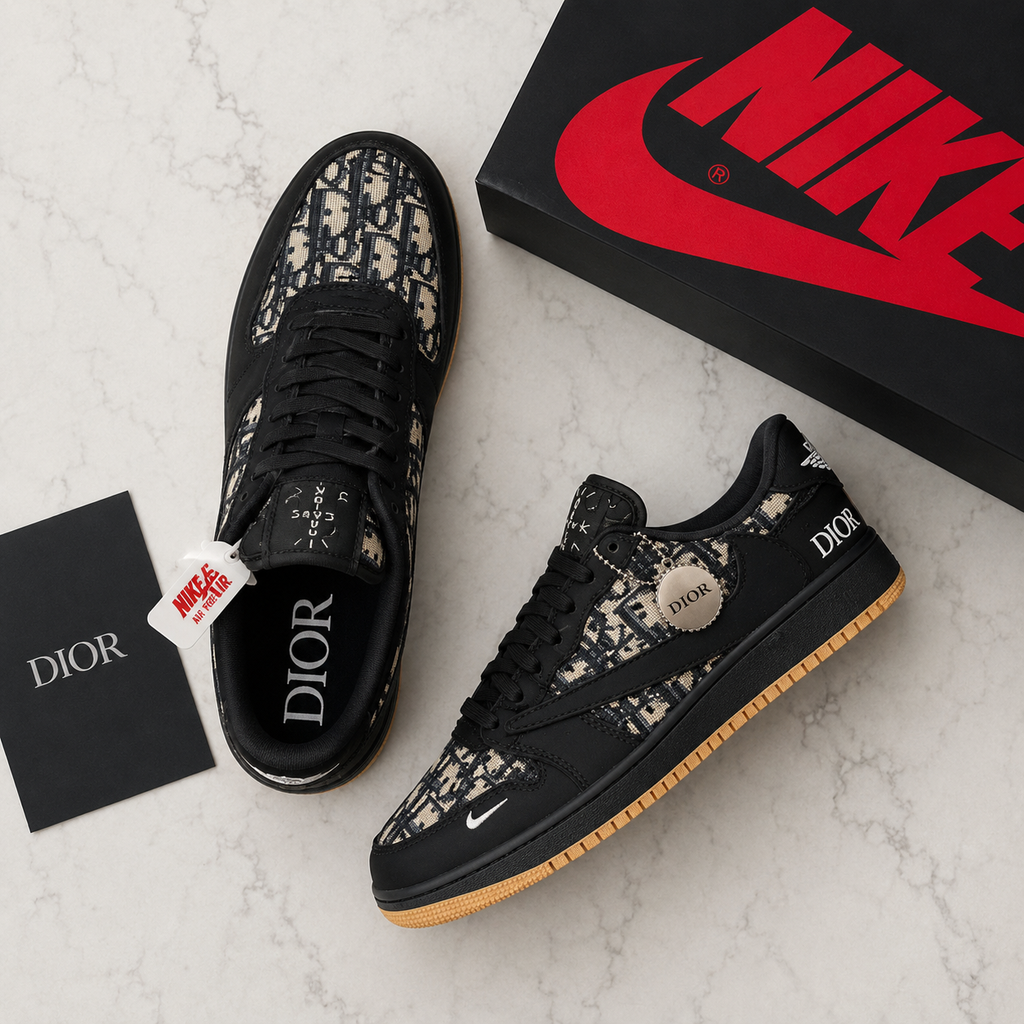 Air Jordan Low 1 OG x Dior x Travis Scott Black Velvet D