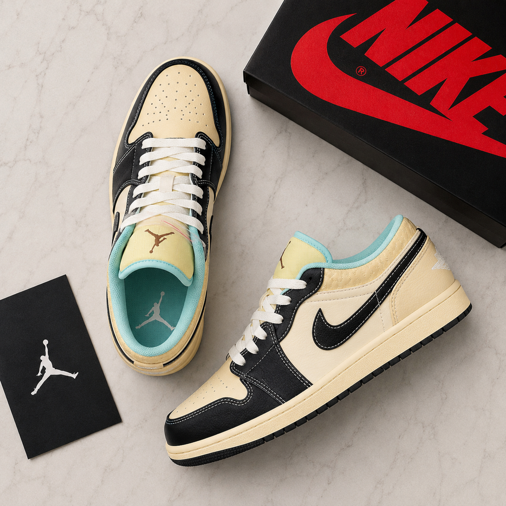 Nike Air Jordan 1 Low SE Coconut Milk Black Muslin BLACK